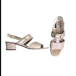 Filippo Raphael Beige Open Toe Heeled Sandals Size 38.5